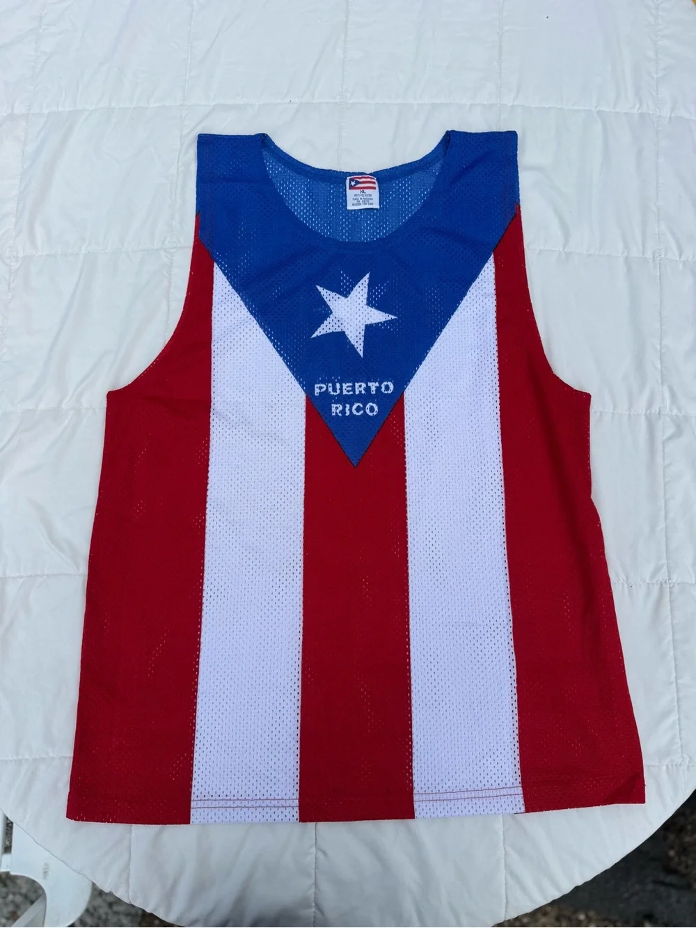 Puerto Rico Flag Mesh Tank Top - Red/White/Blue